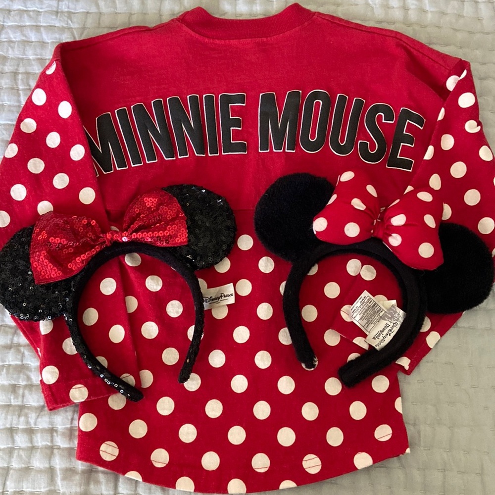 Kids Disneyland Minnie Mouse spirit jersey and ears set